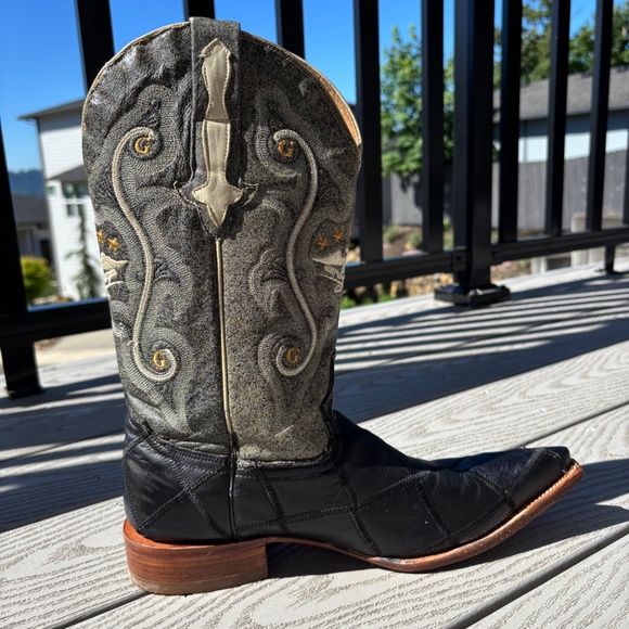 El General 1901 Western Cowboy Outdoor Rodeo Boots Black Leather Men's Size 7 - Picture 2 of 11